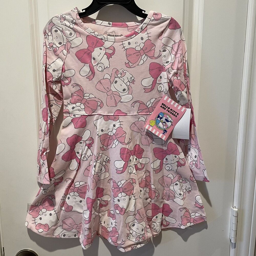 Hello Kitty & Friends Girls Pink Long Sleeve Dress 4T NEW Kids Baby toddlers